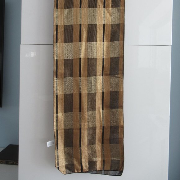 Anne Klein Metallic Rayon Rectangular Scarf 10" x 60" Gold Black Color NWOT - Picture 8 of 11